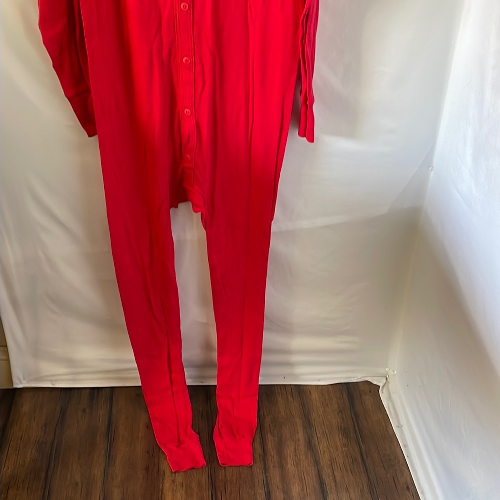 Vibrant Red Button-Up longjohns thermals - Picture 2 of 6